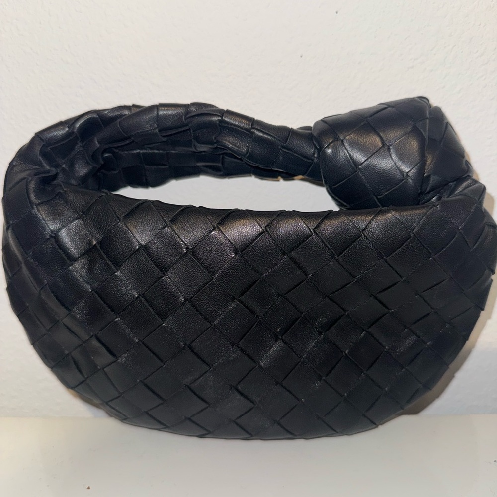 Bottega Veneta Black Woven Leather Headband